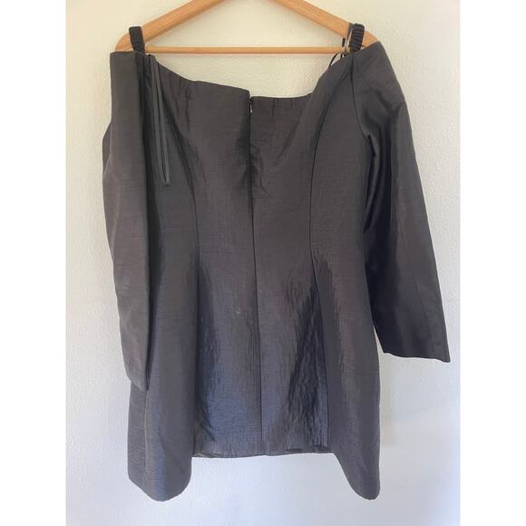 Anthropologie Hutch Long-Sleeve Off-The-Shoulder Black Mini Dress Small - Picture 9 of 11